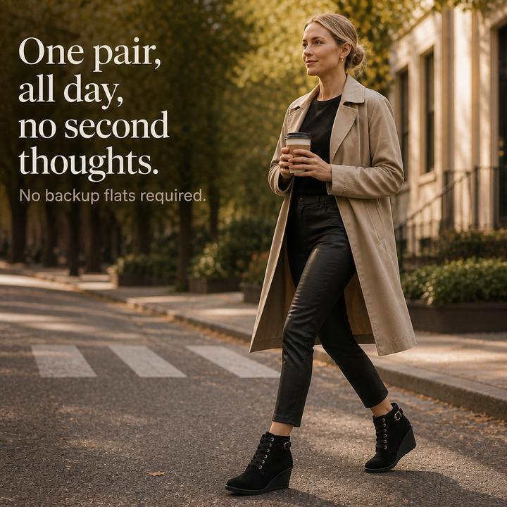 Stepeasy – Water-Repellent Side-Zip Wedge Ankle Boots