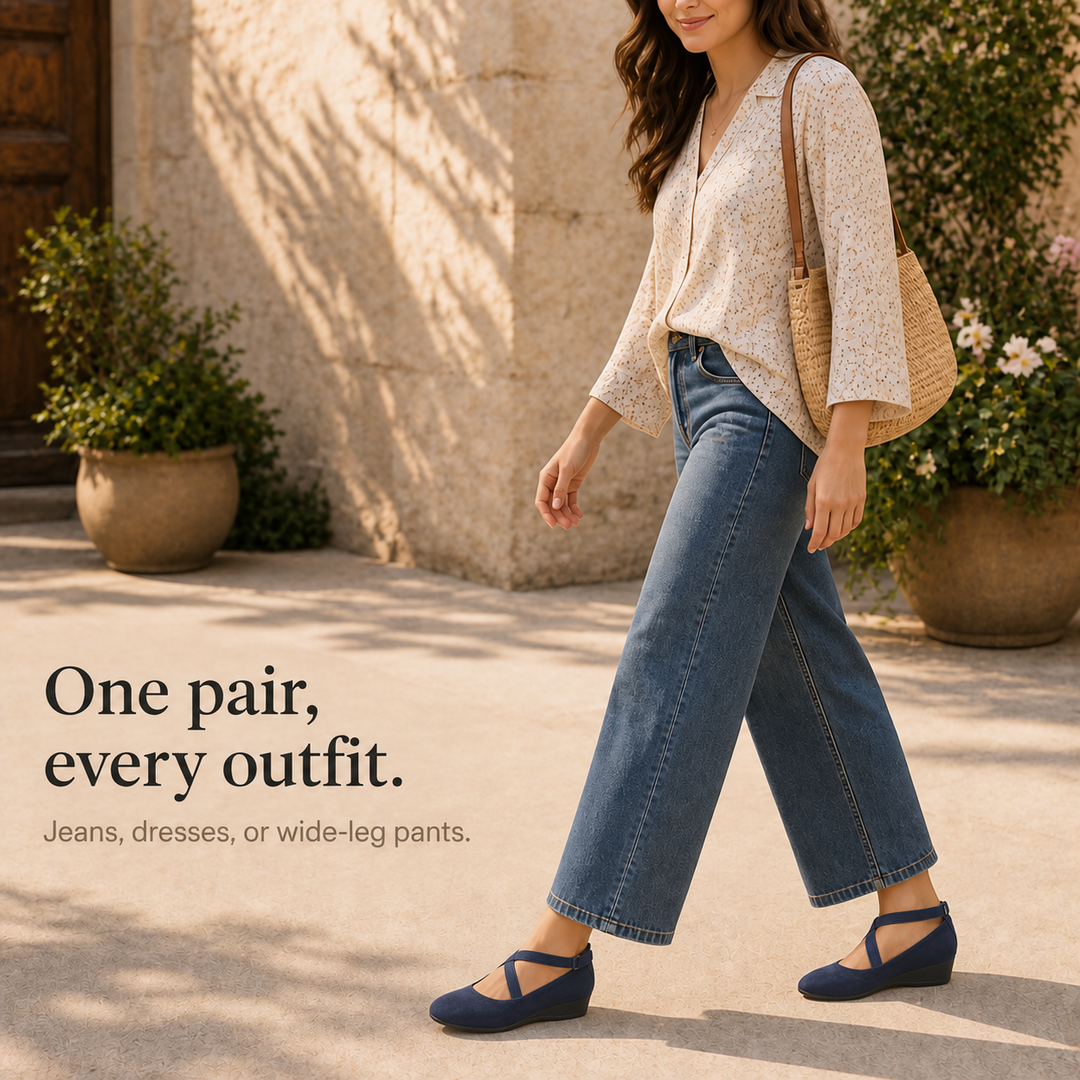 Elara Wedge – Crisscross Elastic Strap Wedge Flats