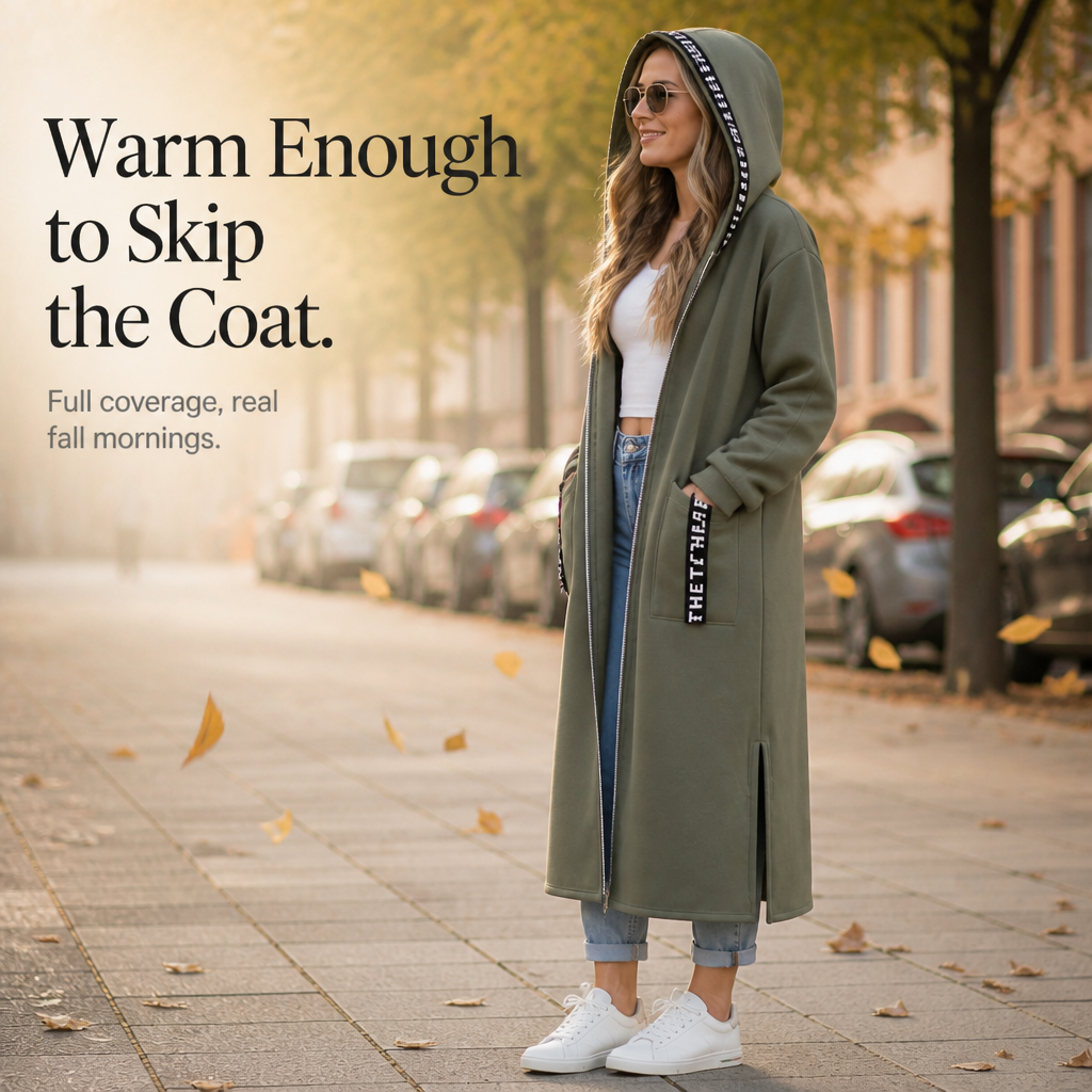 Wrapelle – Extra-Long Hooded Zip Jacket