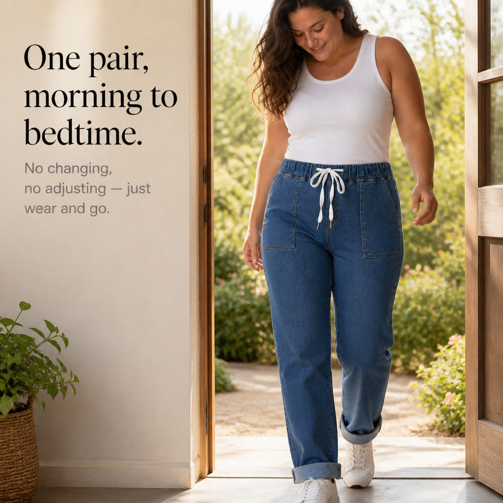 Trouver – Drawstring Waist Tapered Leg Denim Joggers