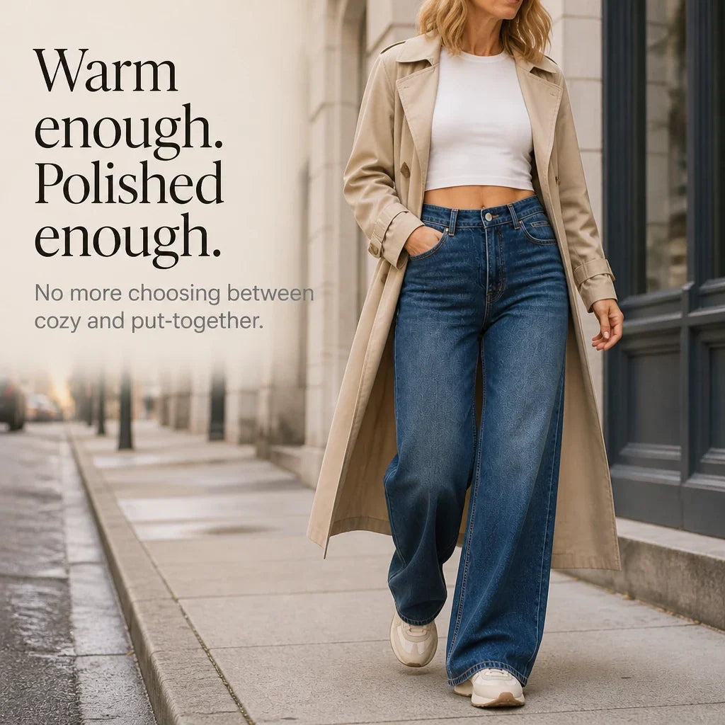 Warmelle – Fleece-Lined High-Waisted Wide-Leg Jeans
