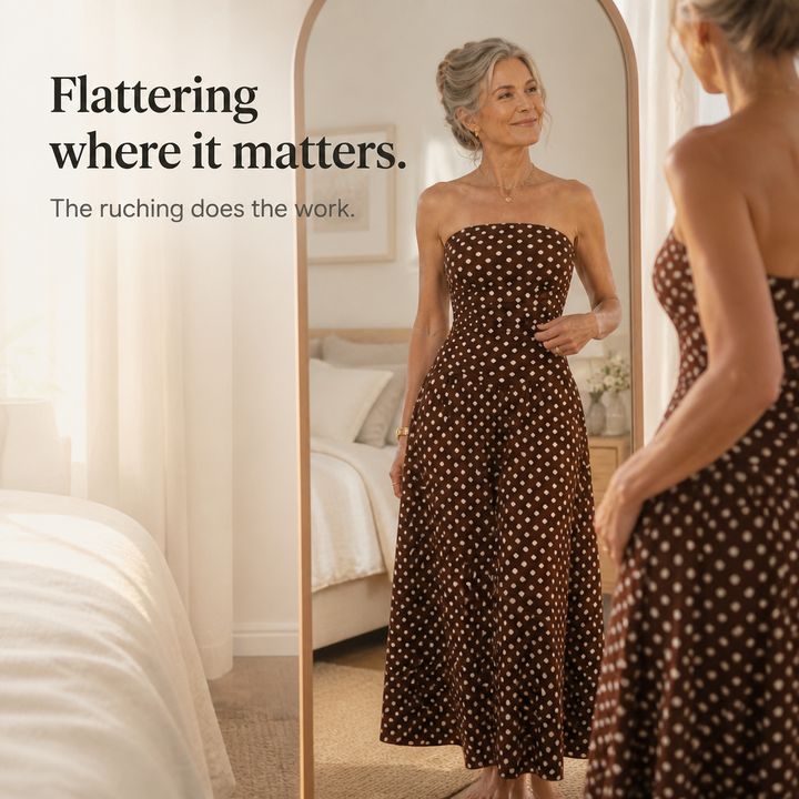 Doretta – Strapless maxi that holds without a fuss