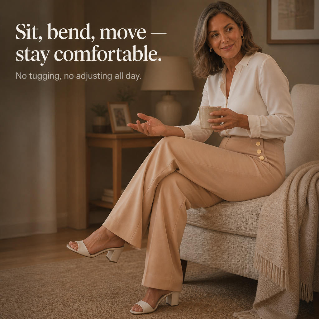 Curvella – High-Waisted Wide-Leg Ponte Trousers