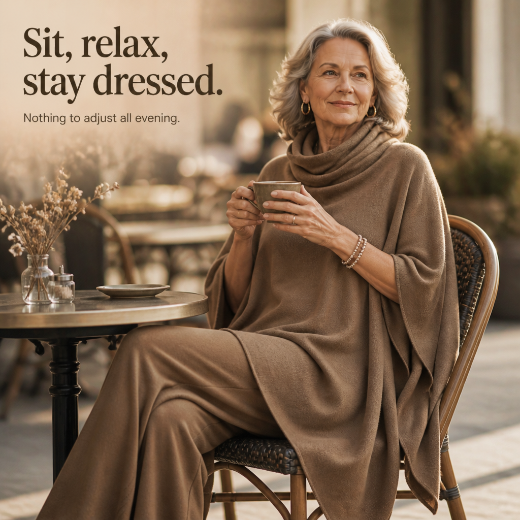 Draveil – Cowl-Neck Cape Top And Wide-Leg Pants Set