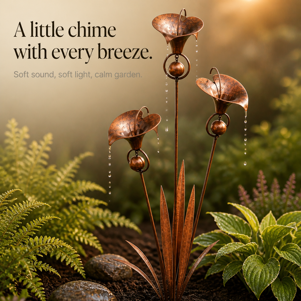 Calla Chime – Three Copper-Tone Calla Lily Garden Stake