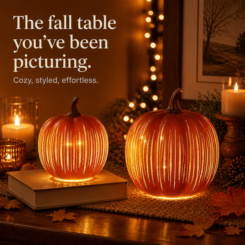 Starfall Pumpkins – Illuminated Starry Glass Pumpkins (2 Piece Set)