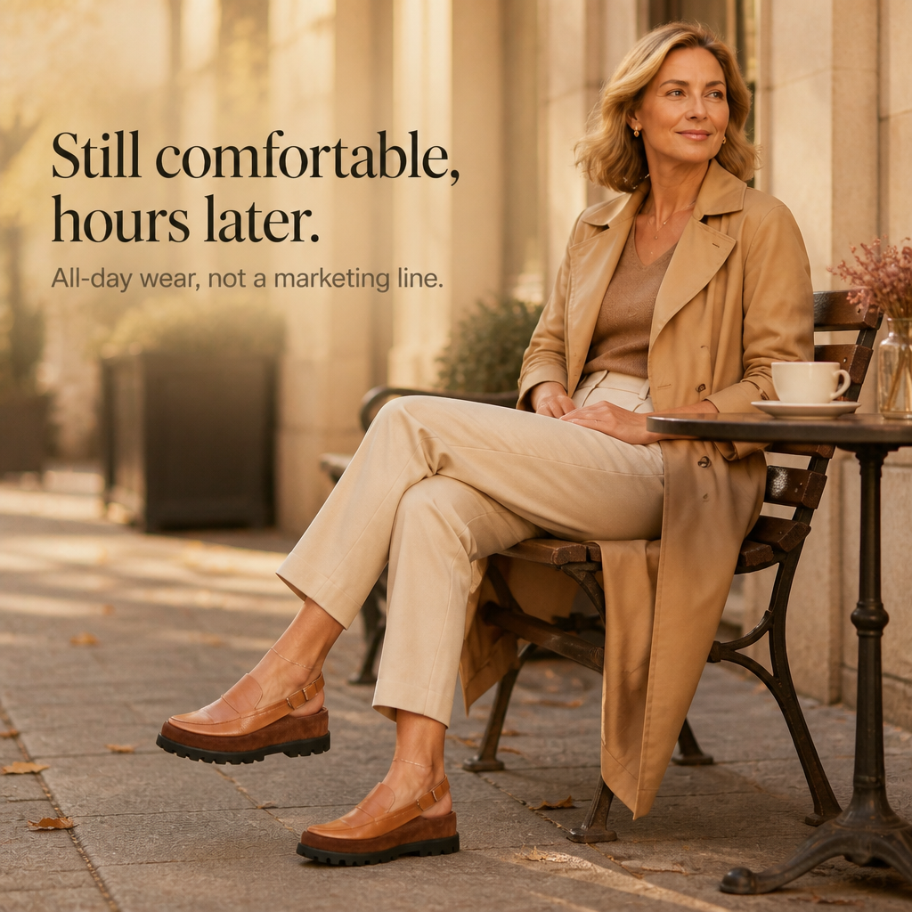 Solvana – Cushioned Leather Slingback Flats