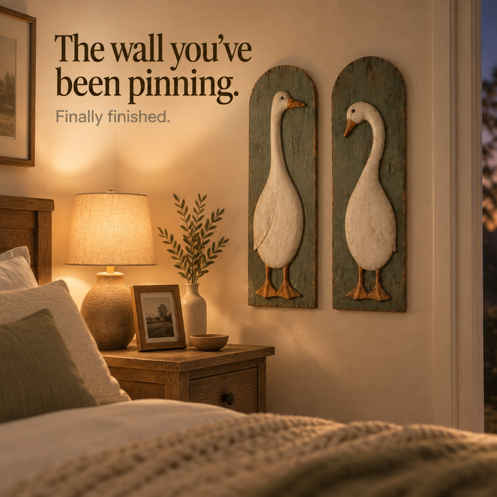 Farmvale – Rustic Wood Goose Wall Plaque Set