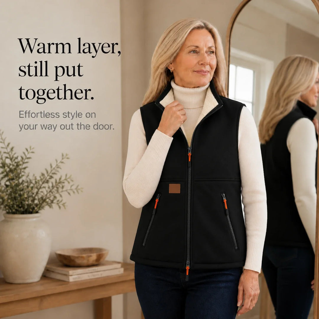 Veluna – Zip-Front Fleece High-Collar Vest