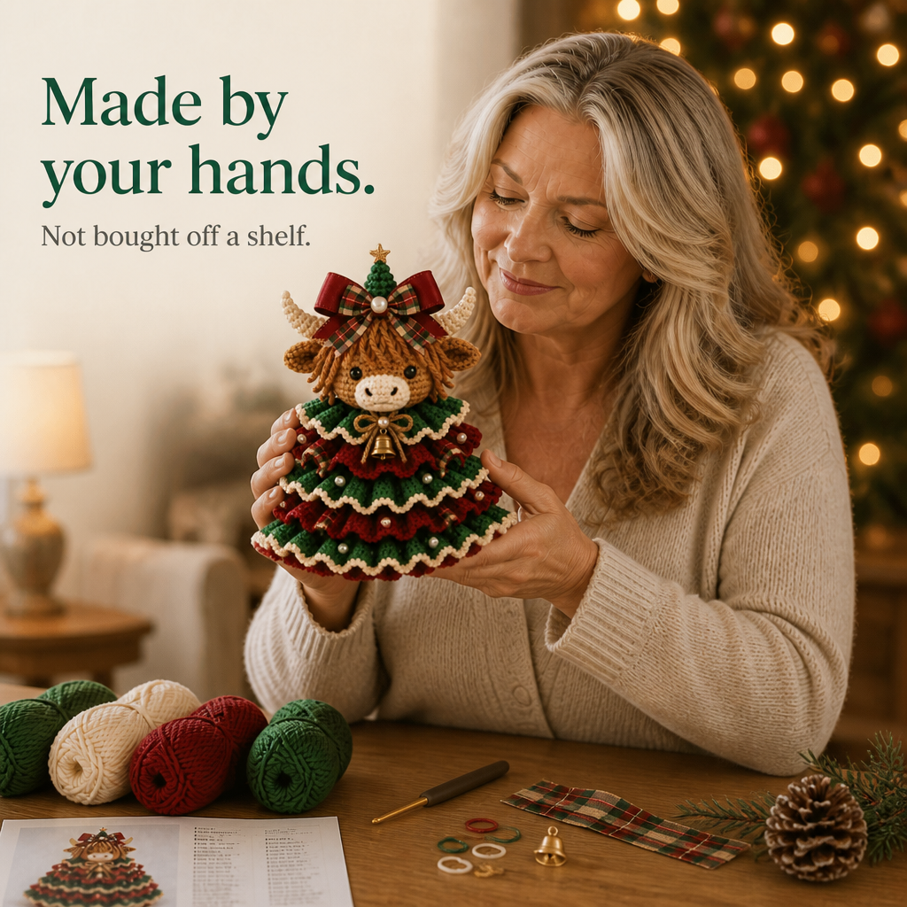 Cottagerow – Crochet Highland Cow Christmas Ornament Kit