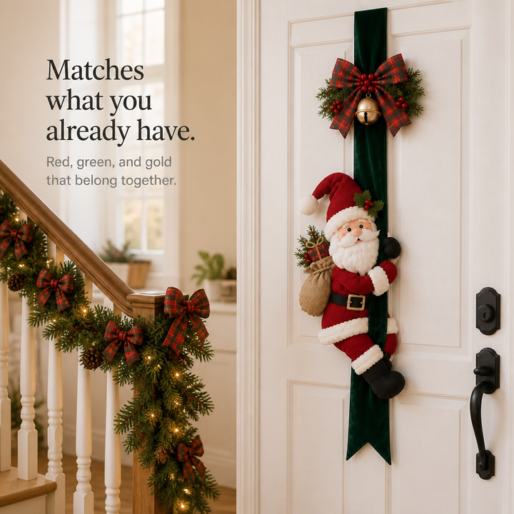Hollyhug – 3D Santa And Reindeer Christmas Door Hanging