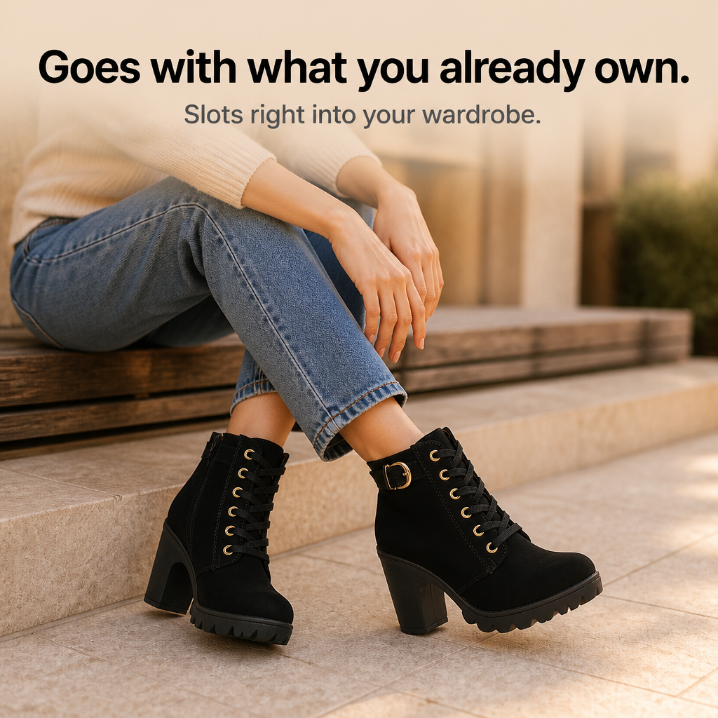 Steadē – Platform Sole Chunky Block Heel Ankle Boots
