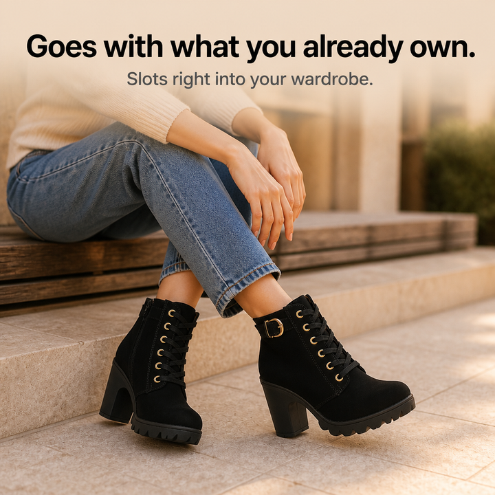 Steadē – Platform Sole Chunky Block Heel Ankle Boots
