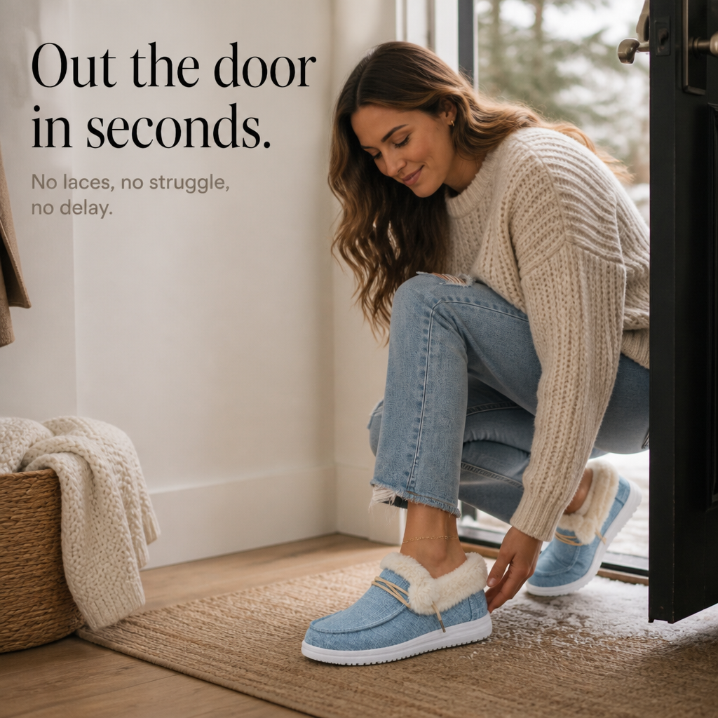 Veluna – Plush-Lined Canvas Slip-On Winter Shoes