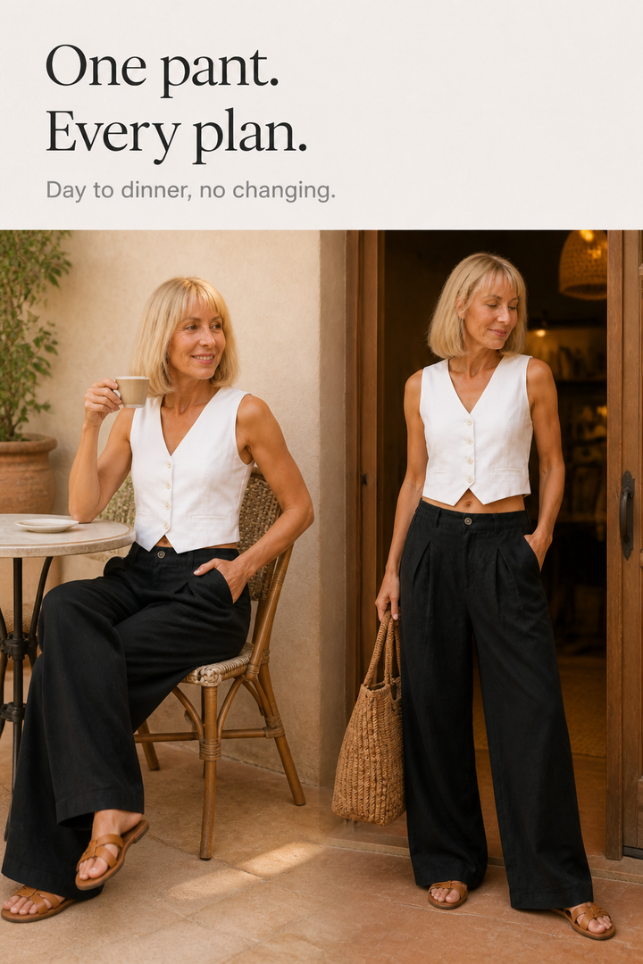 Linora – Pleated Wide-Leg Linen-Look Trousers