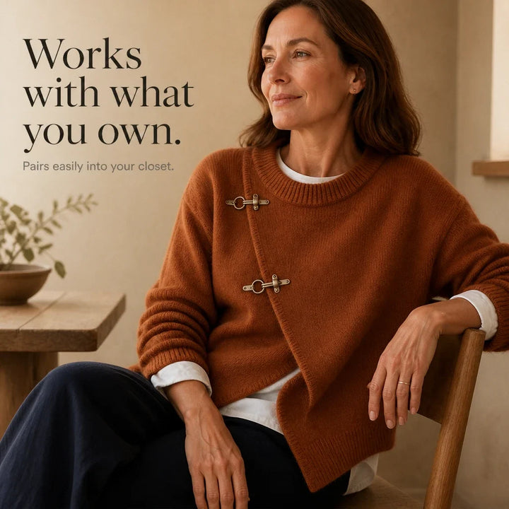 Caramelia – Asymmetric Toggle-Front Knit Cardigan