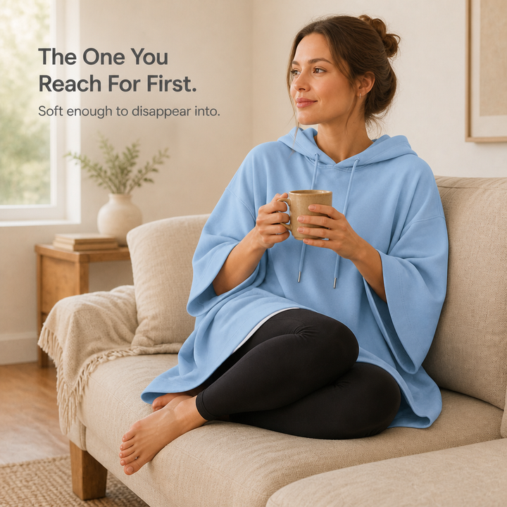 Wearlyn – Oversized Half-Sleeve Hooded Poncho Sweatshirt