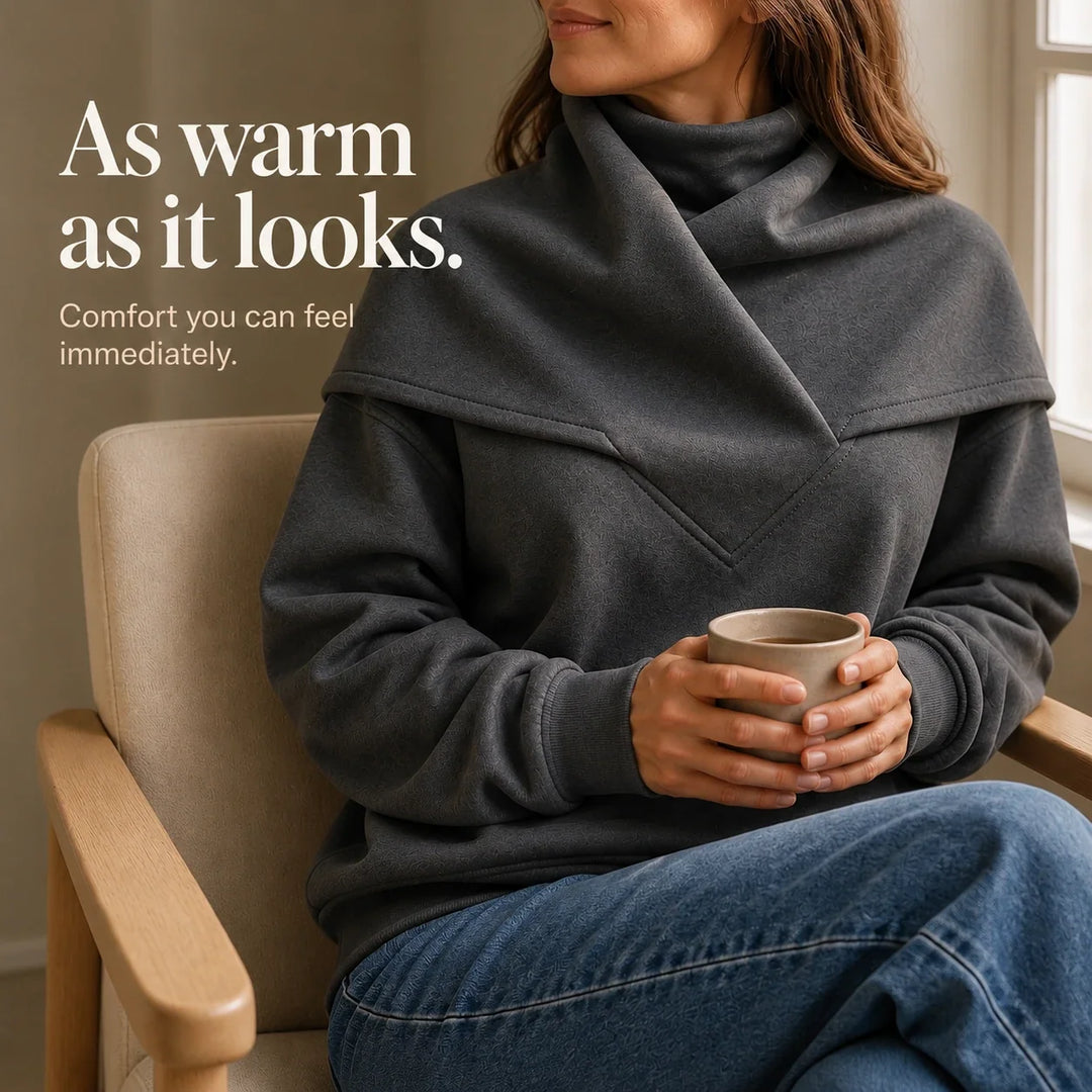 Sailora – Draped Sailor-Collar Fleece Sweatshirt
