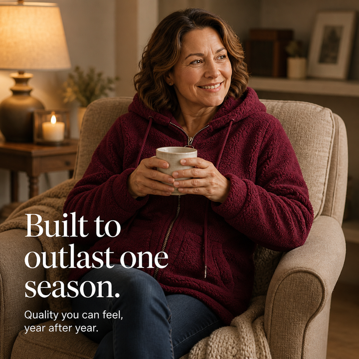 Cozamora – Oversized Sherpa Fleece Zip-Up Hoodie