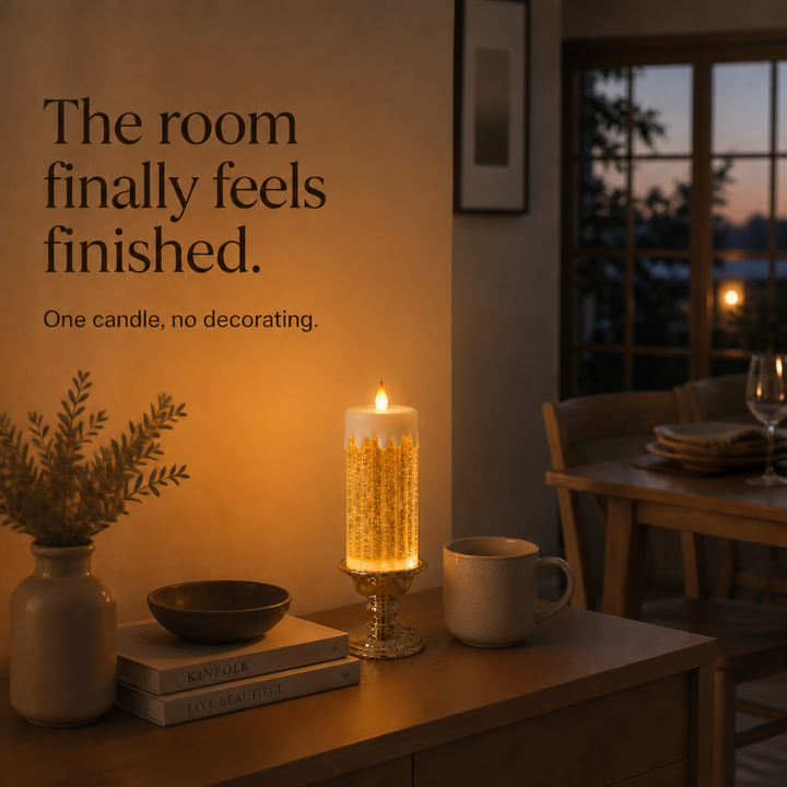 Glowlume – Swirling Glitter LED Glow Candle