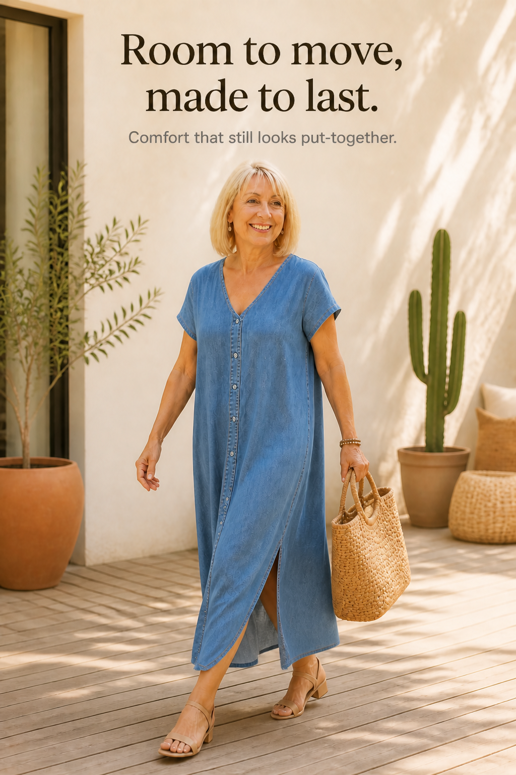 Wearbella – Soft Denim-Look Oversized Shirt Dress