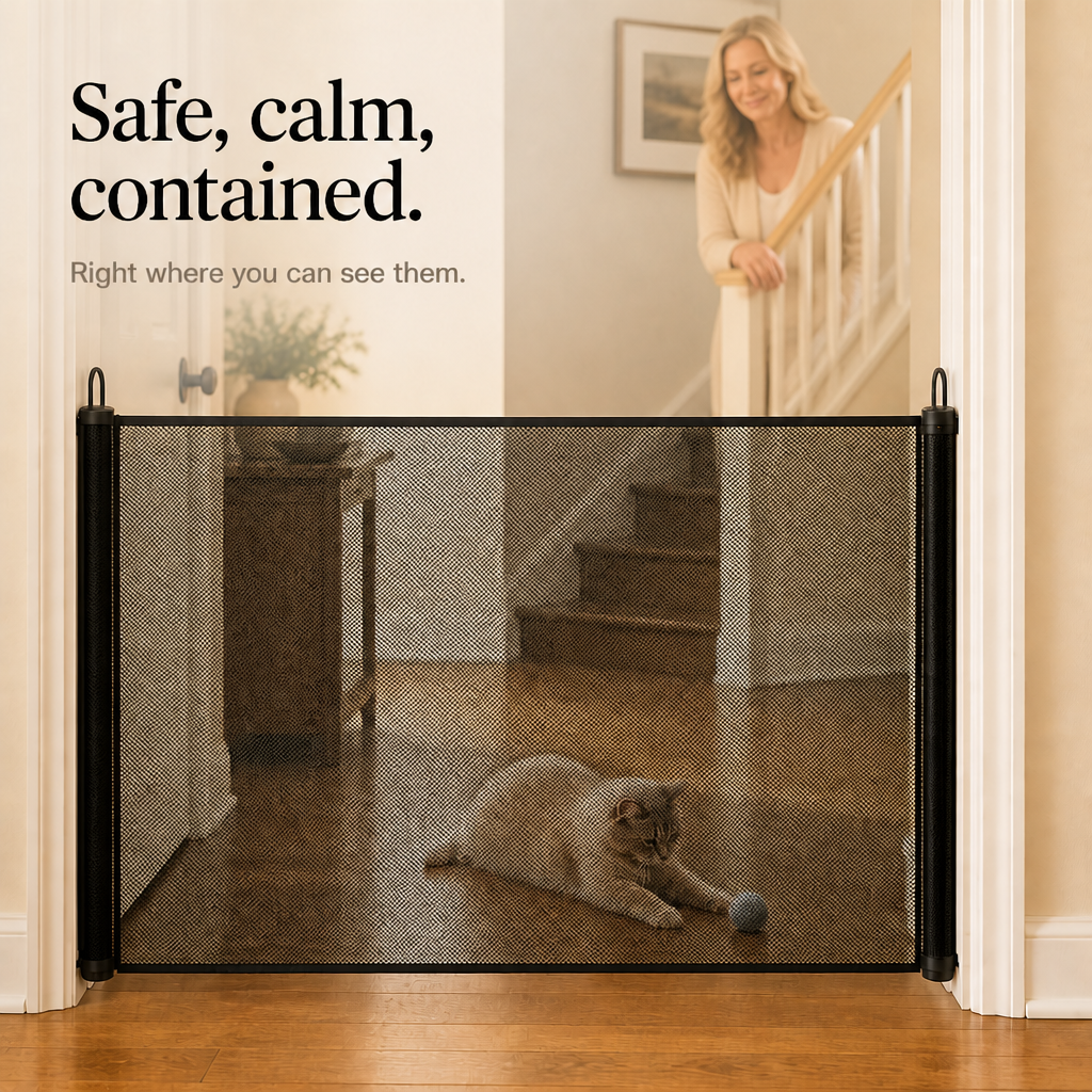 NoDrill Gate – Retractable Mesh Safety Gate