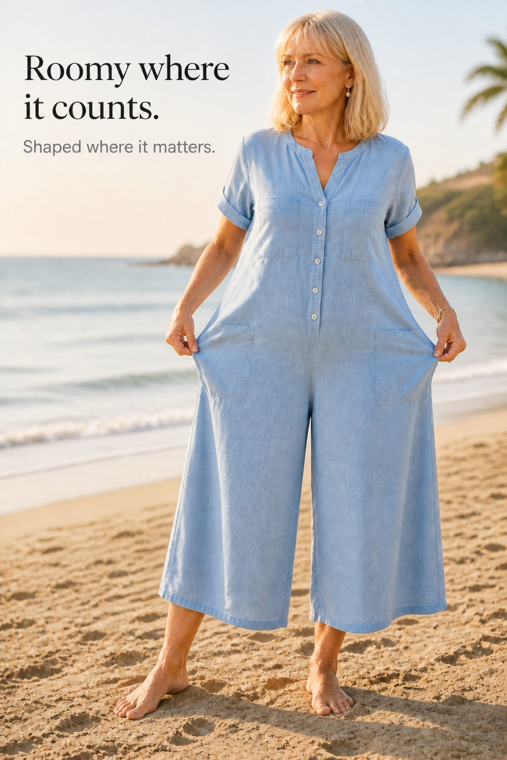Wearbella – Loose-Fit Wide-Leg Pocketed Jumpsuit