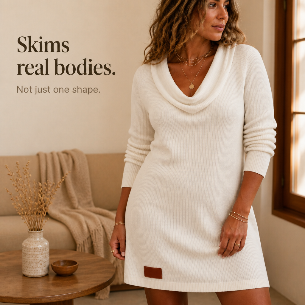 Draperie – Cowl-Neck Sweater Dress That Skims, Never Clings