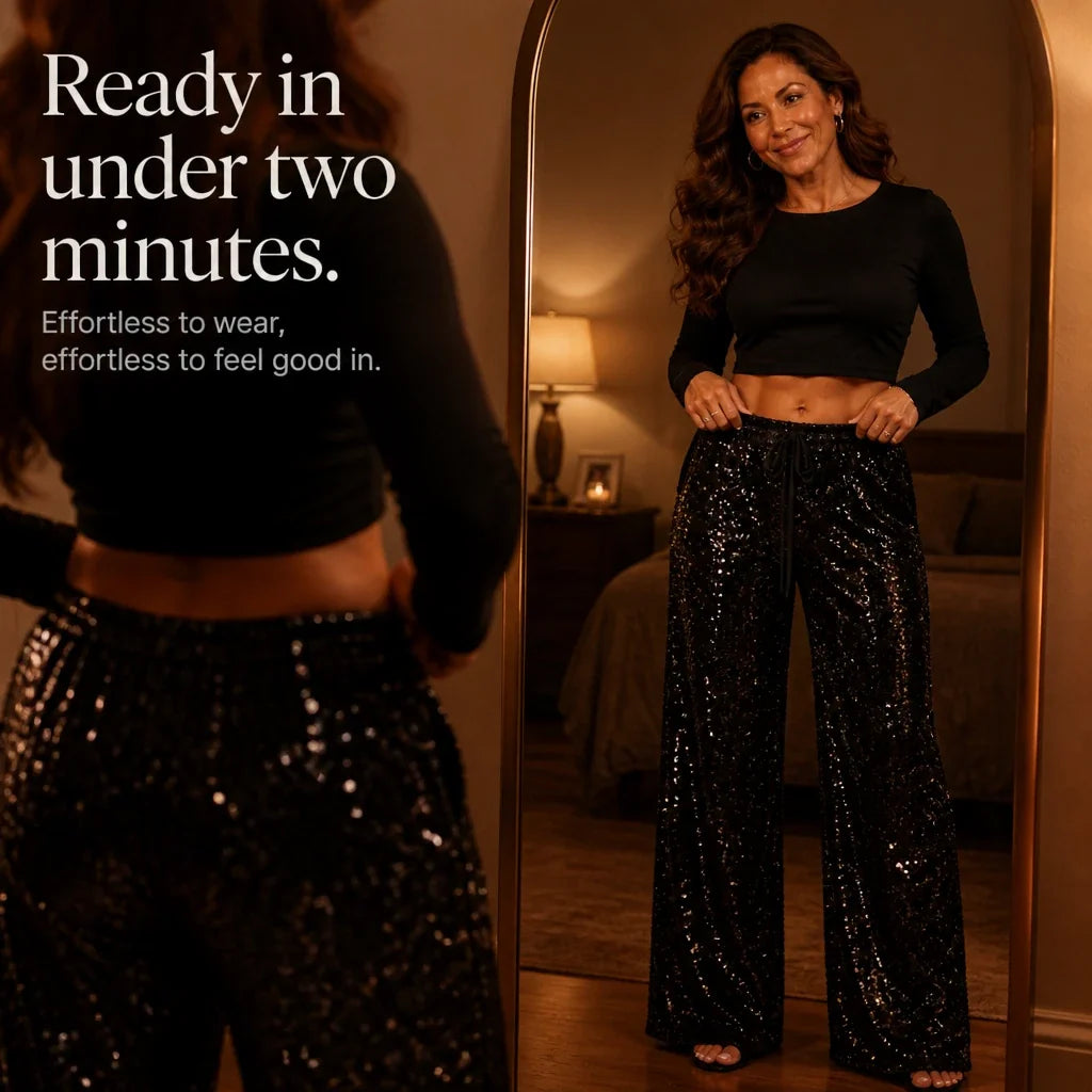 Sequinelle – Sequin Straight-Leg Trousers