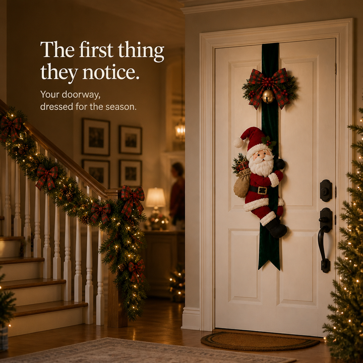 Hollyhug – 3D Santa And Reindeer Christmas Door Hanging