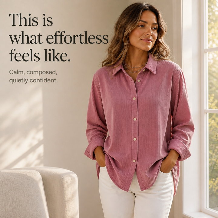 Cordelle – Oversized Corduroy-Look Button-Up Shirt