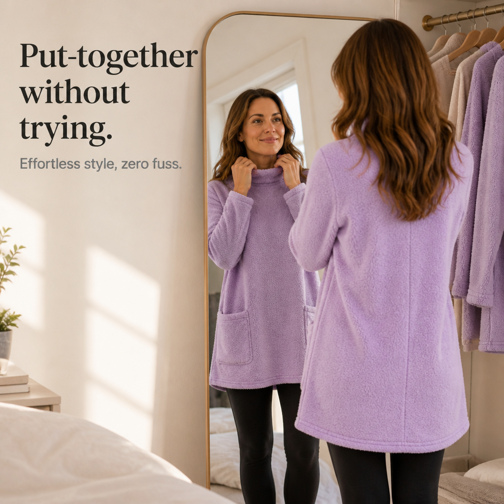 CozyLayer – Brushed-Lining Long-Sleeve Tunic Top
