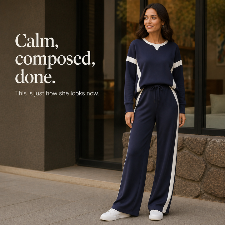 Lunessa – Contrast Stripe Wide-Leg Lounge Set