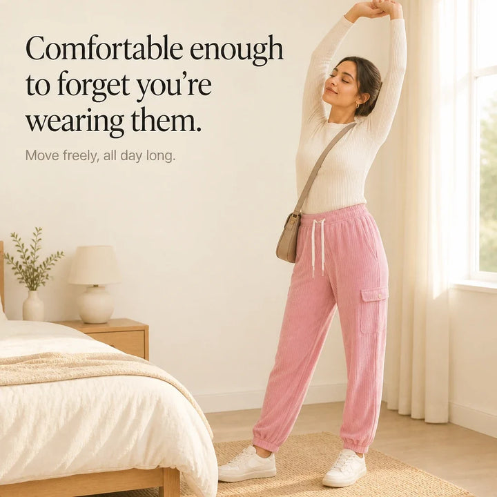 Cordelle – Ribbed Corduroy Cargo Jogger Pants