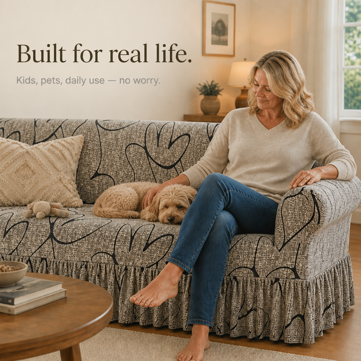 Hemvale – Ruffled Hem Stretch Sofa Cover