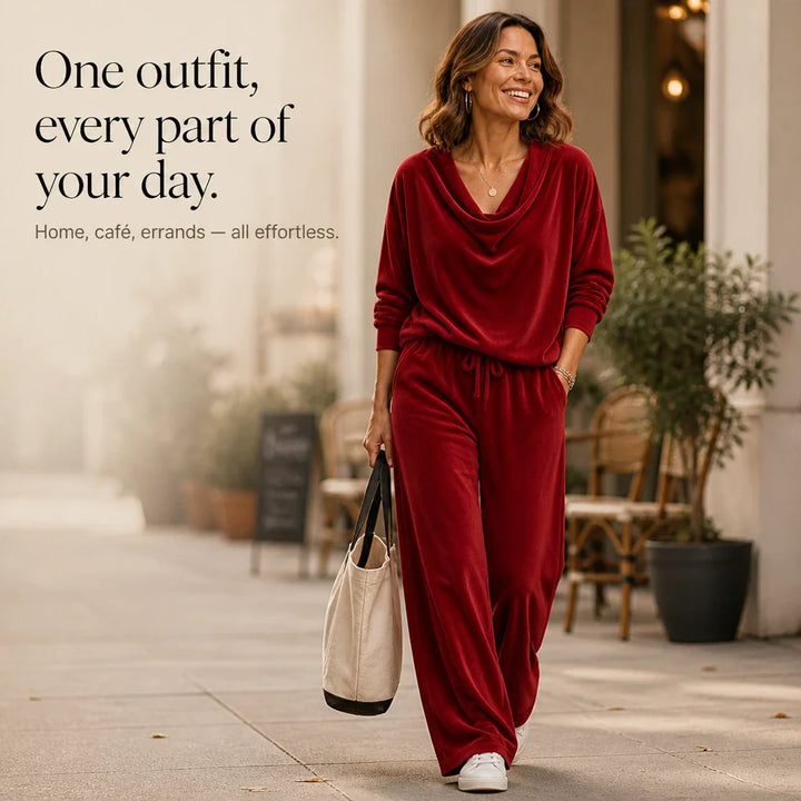 Pleat & Ease – Pleated Sweater And Wide-Leg Pants Set