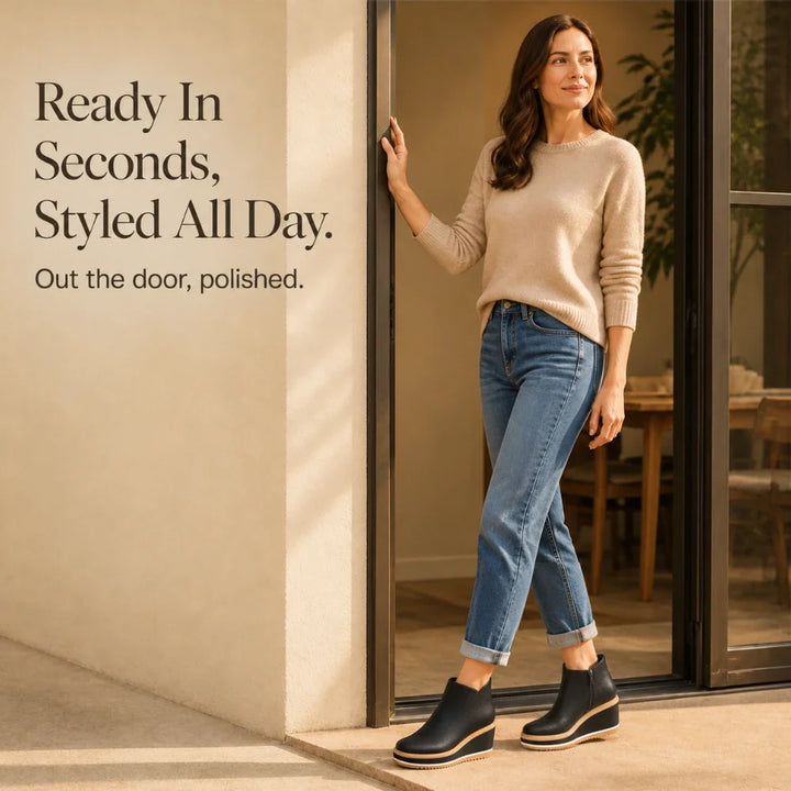 Colombe – Smooth Side-Zip Wedge Ankle Boots