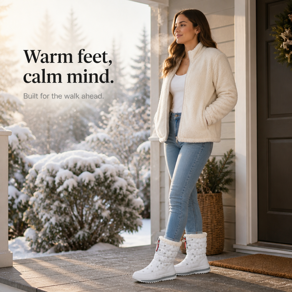 Frostelle – Snowflake-Print Plush-Lined Winter Boots
