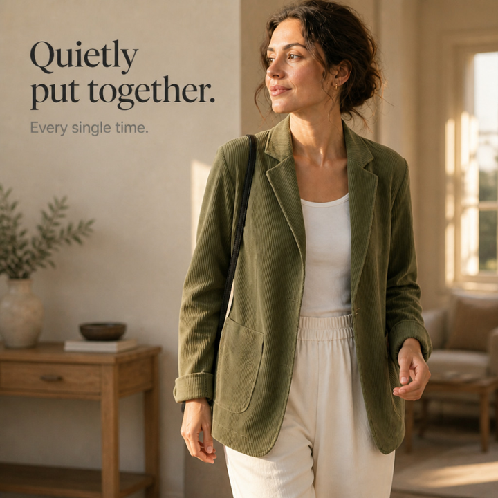 Corduraine – Notch Collar Single-Breasted Corduroy Blazer