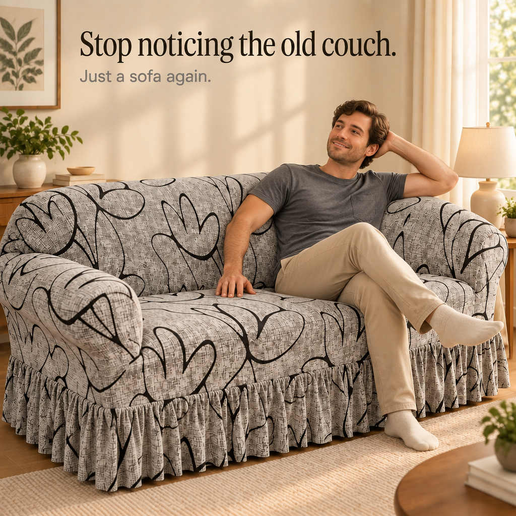 Wrapsody – High-Stretch Ruffled Skirt Sofa Slipcover