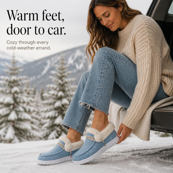 Veluna – Plush-Lined Canvas Slip-On Winter Shoes