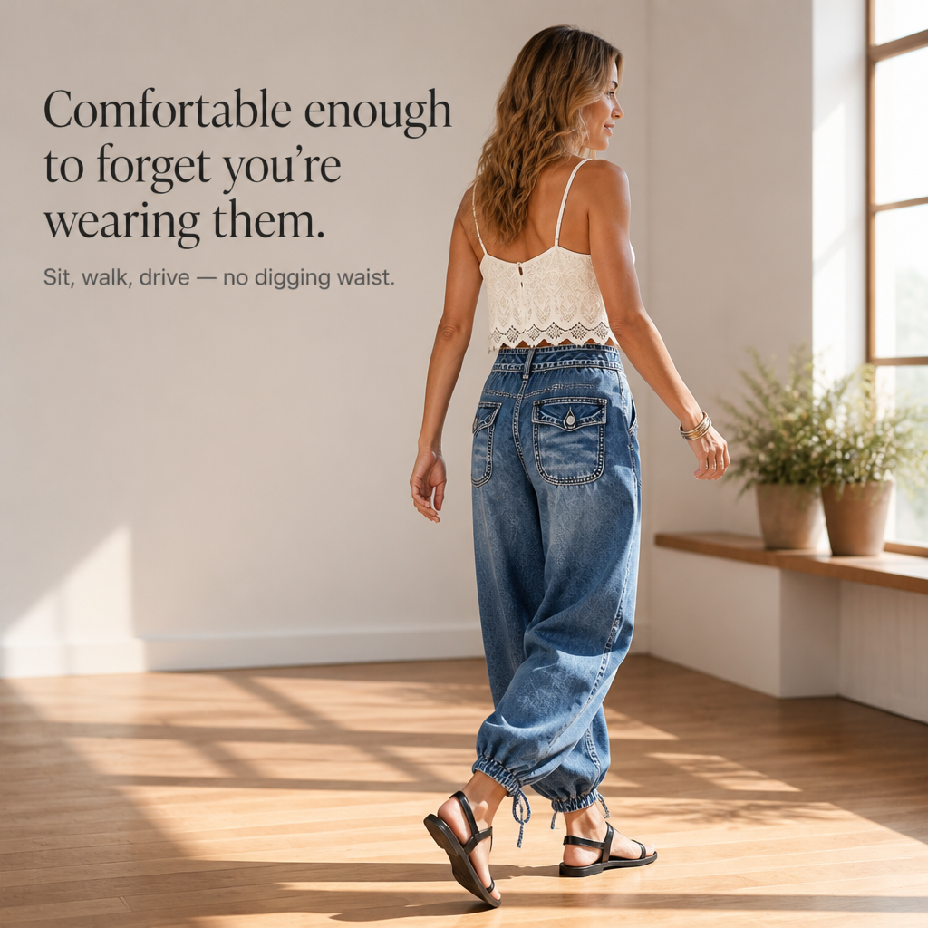 Barrelette – Tie-Hem High-Waisted Barrel Leg Jeans