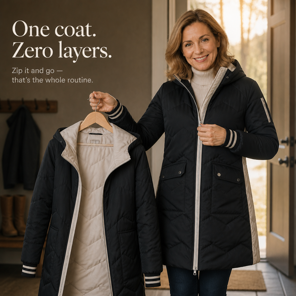Cozyelle – Hooded Mid-Length Puffer Coat