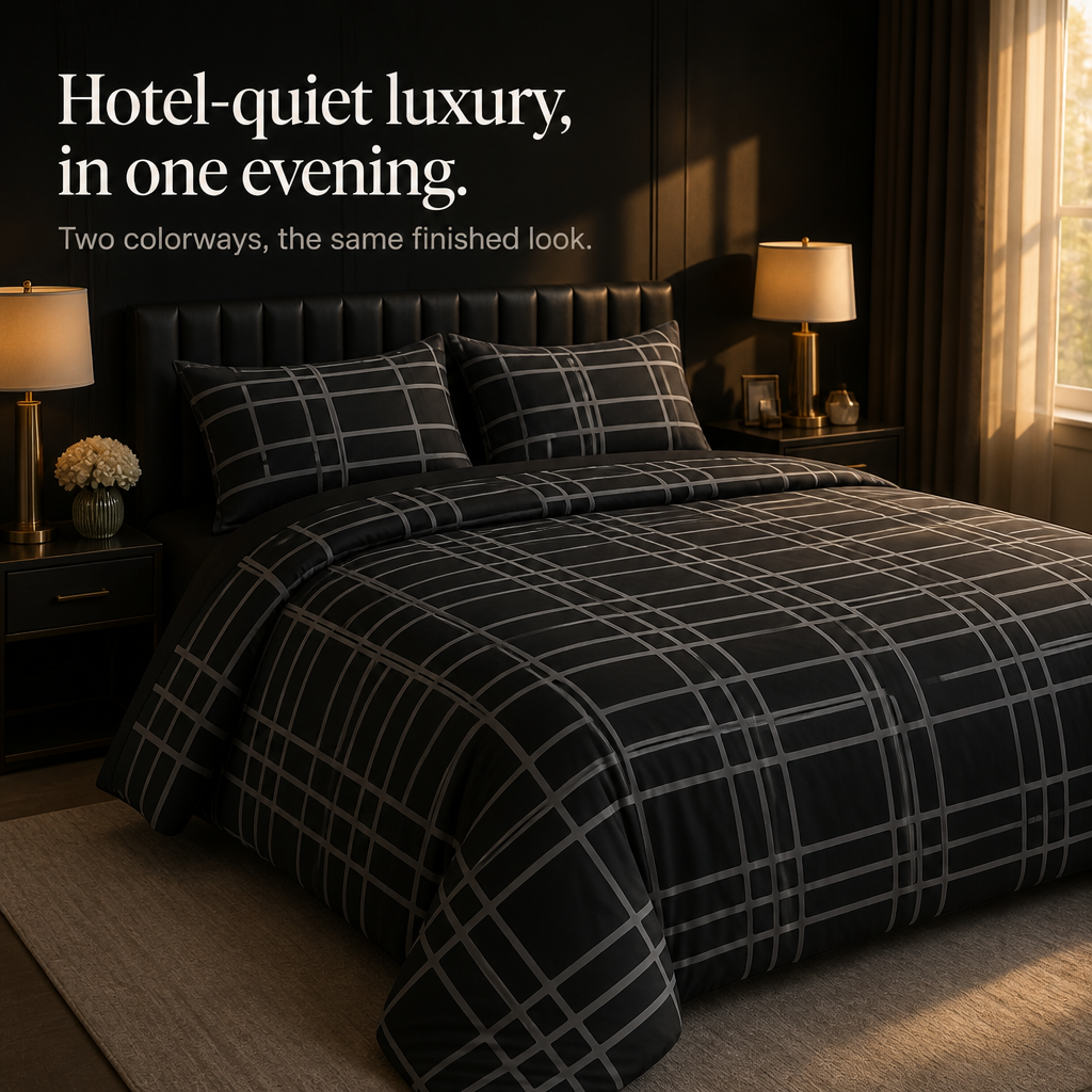 Linevue – Geometric Print Zippered Duvet Cover Set