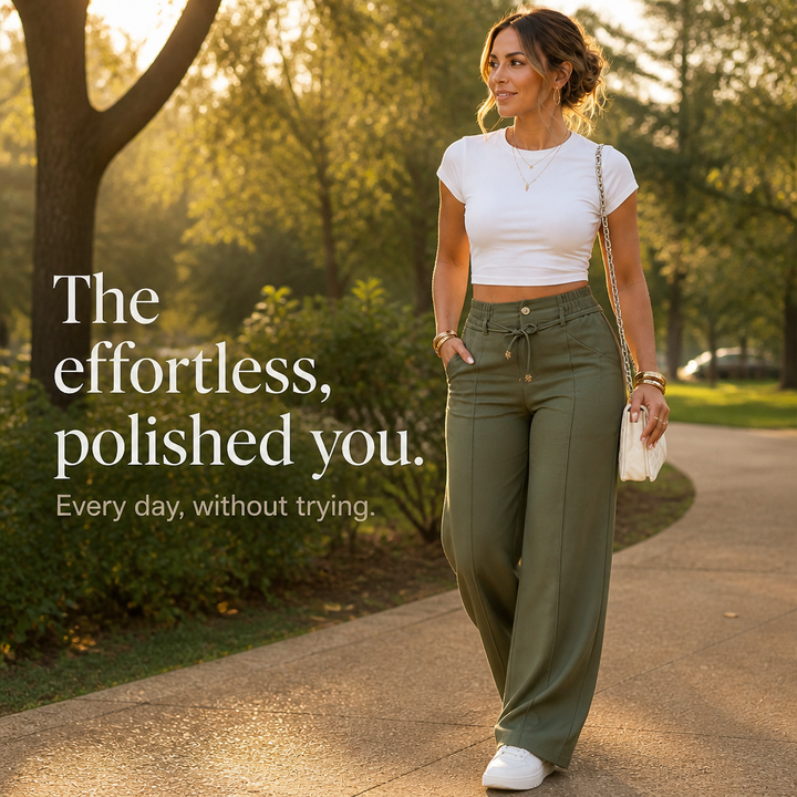 Formelle – High-Waisted Straight-Leg Seam-Front Trousers