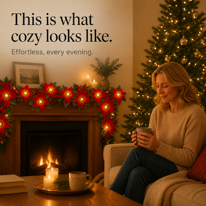 Hollyvia – Poinsettia LED Light-Up Garland
