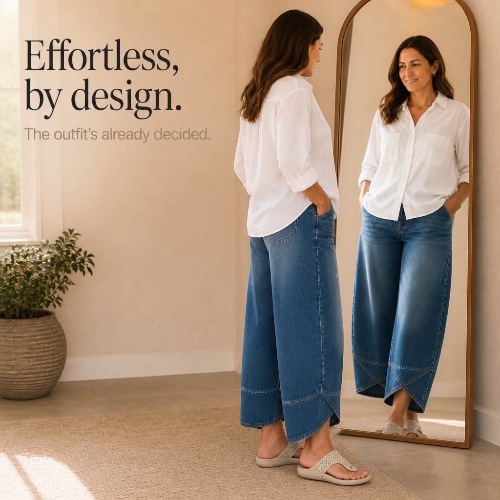Verlace – Asymmetric Stepped-Hem Wide-Leg Jeans