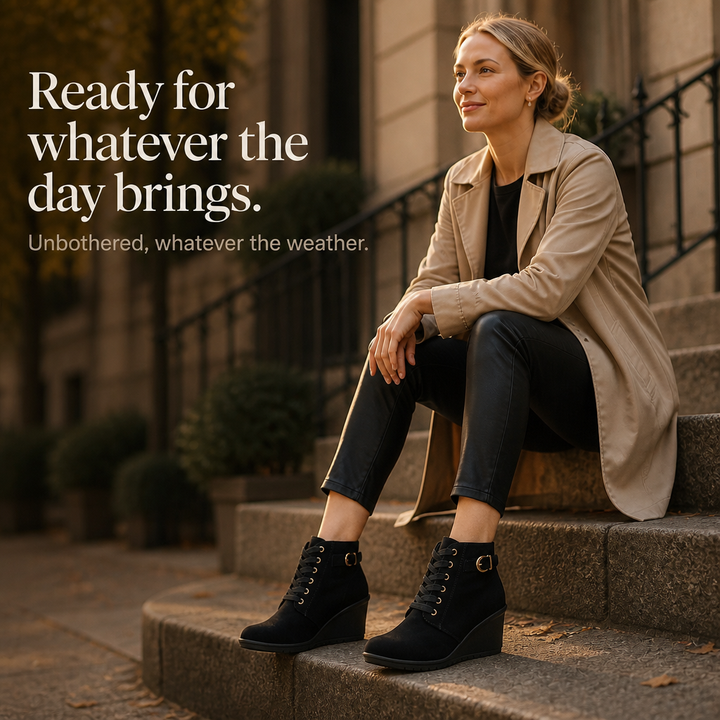 Stepeasy – Water-Repellent Side-Zip Wedge Ankle Boots
