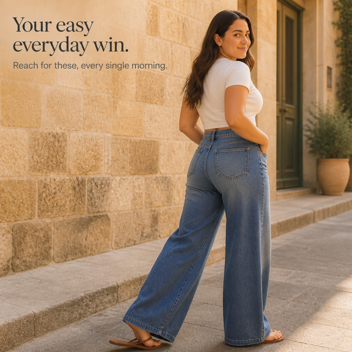 Wearbella – High Waisted Wide Leg Vintage Wash Jeans