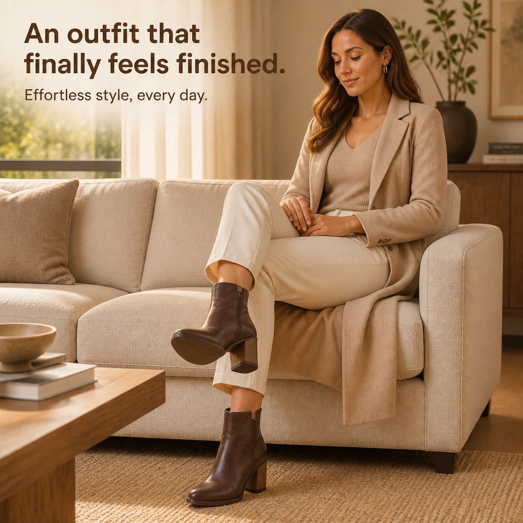 Norina – Sleek Block-Heel Leather Ankle Boots